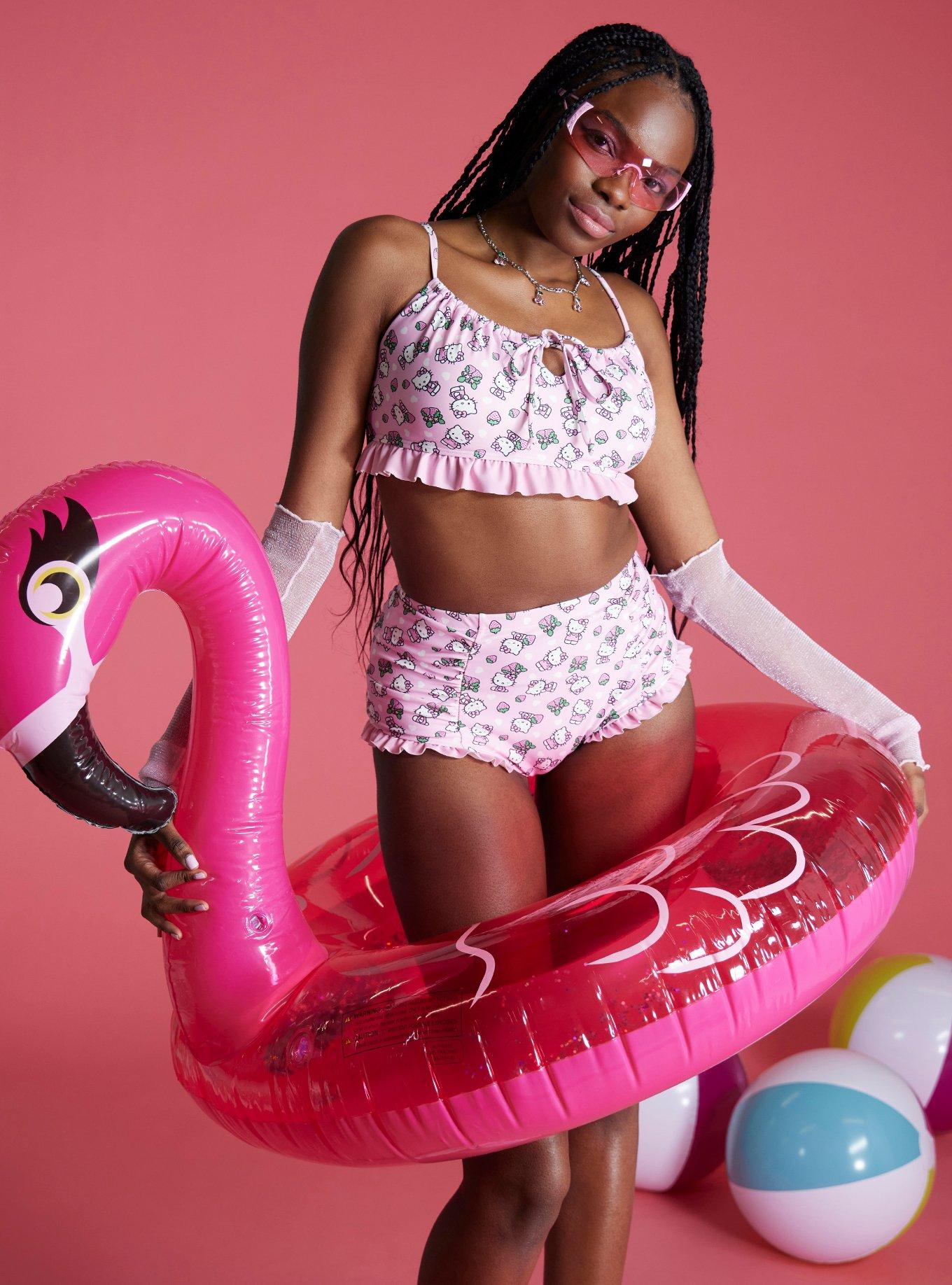 Hello Kitty Strawberry Ruffle Swim Top, MULTI COLOR, hi-res