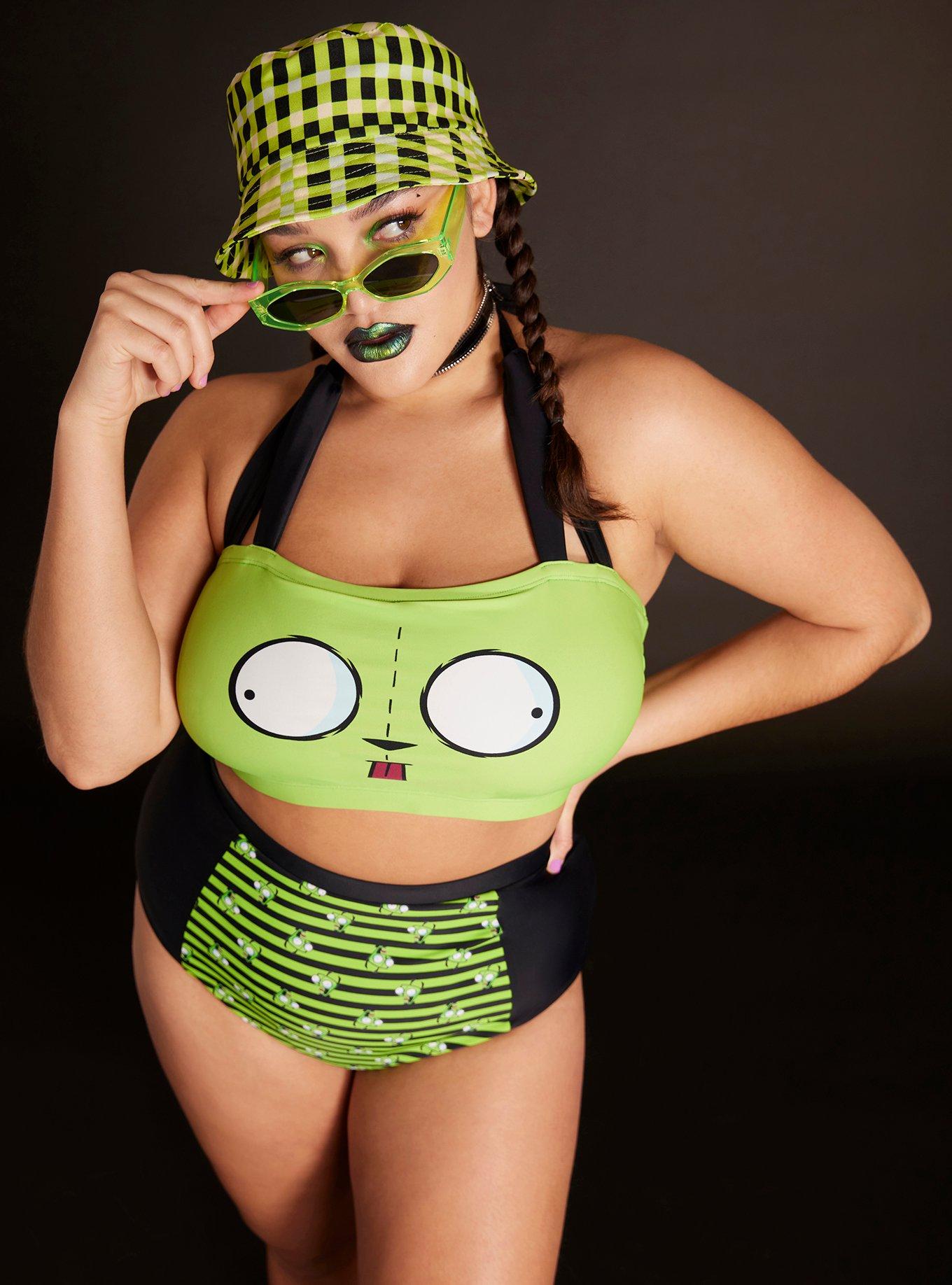 Invader Zim GIR Halter Swim Top Plus Size