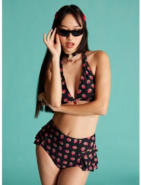 Plus Size Strawberry Halter Triangle Swim Top, , hi-res