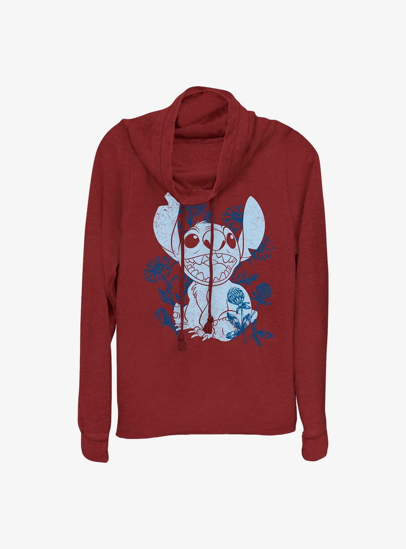 Disney Lilo & Stitch Floral Sketch Cowl Neck Long-Sleeve Top, , hi-res