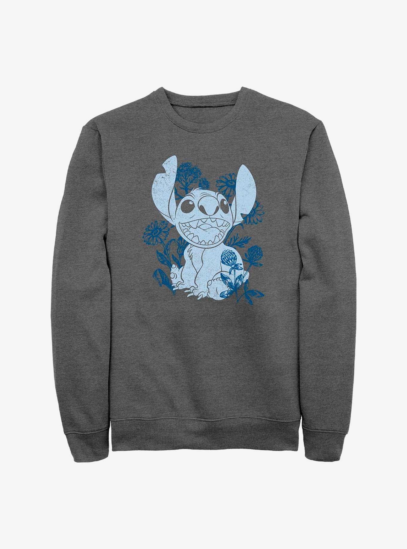 Disney Lilo & Stitch Floral Sketch Sweatshirt, CHAR HTR, hi-res