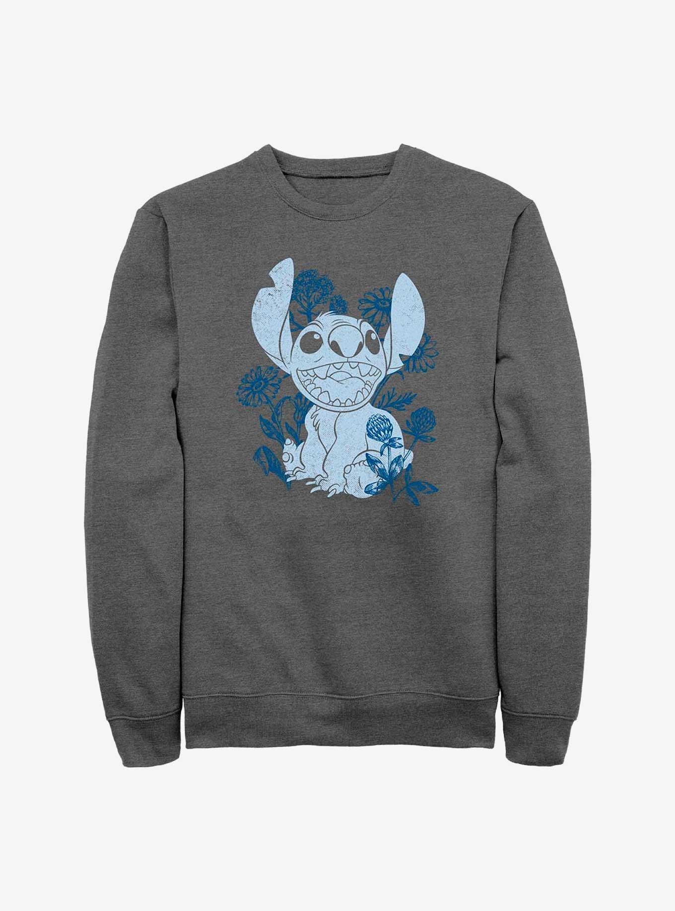Disney Lilo & Stitch Floral Sketch Sweatshirt, CHAR HTR, hi-res