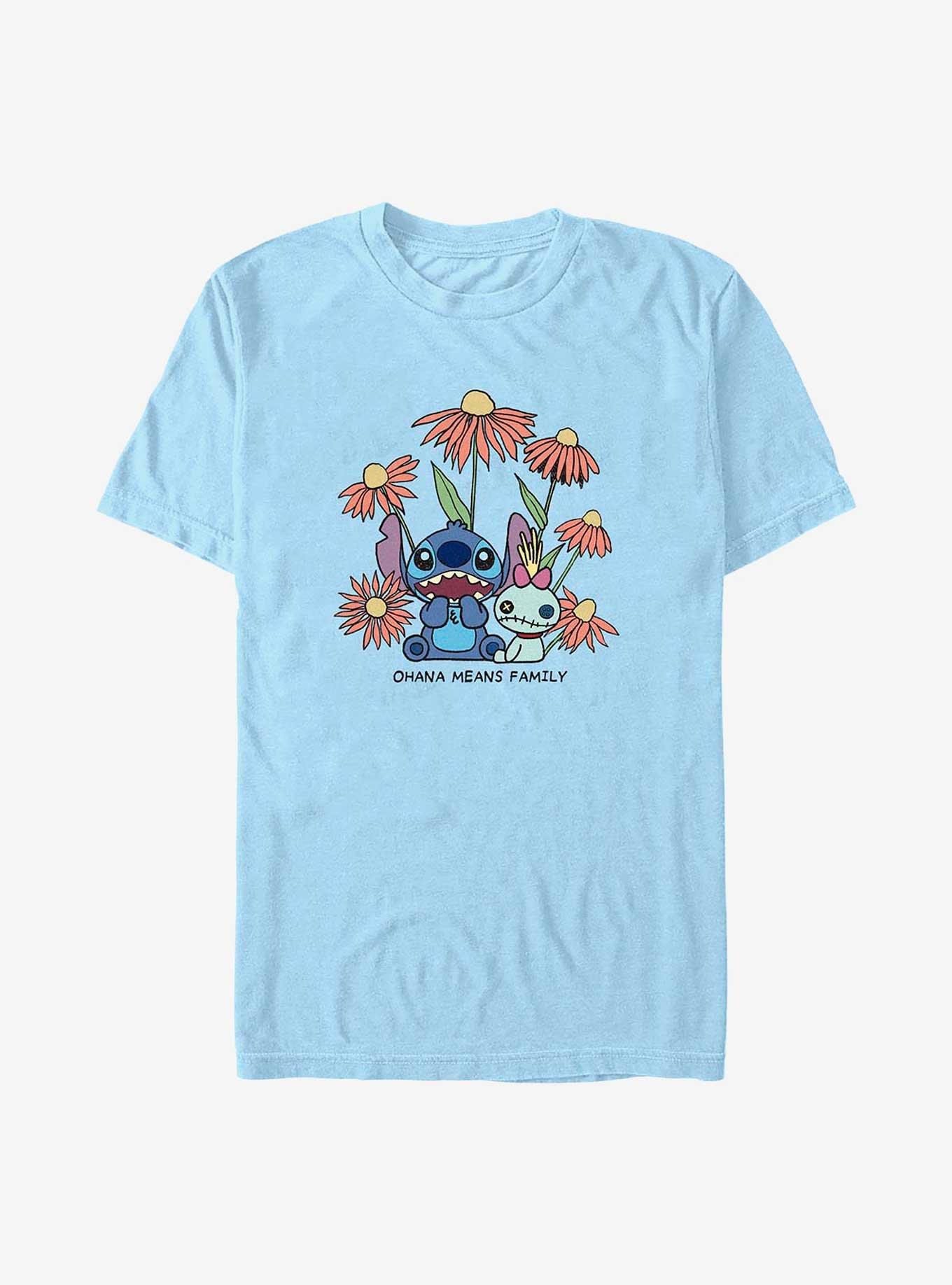 Disney Lilo & Stitch Chibi Floral T-Shirt, LT BLUE, hi-res