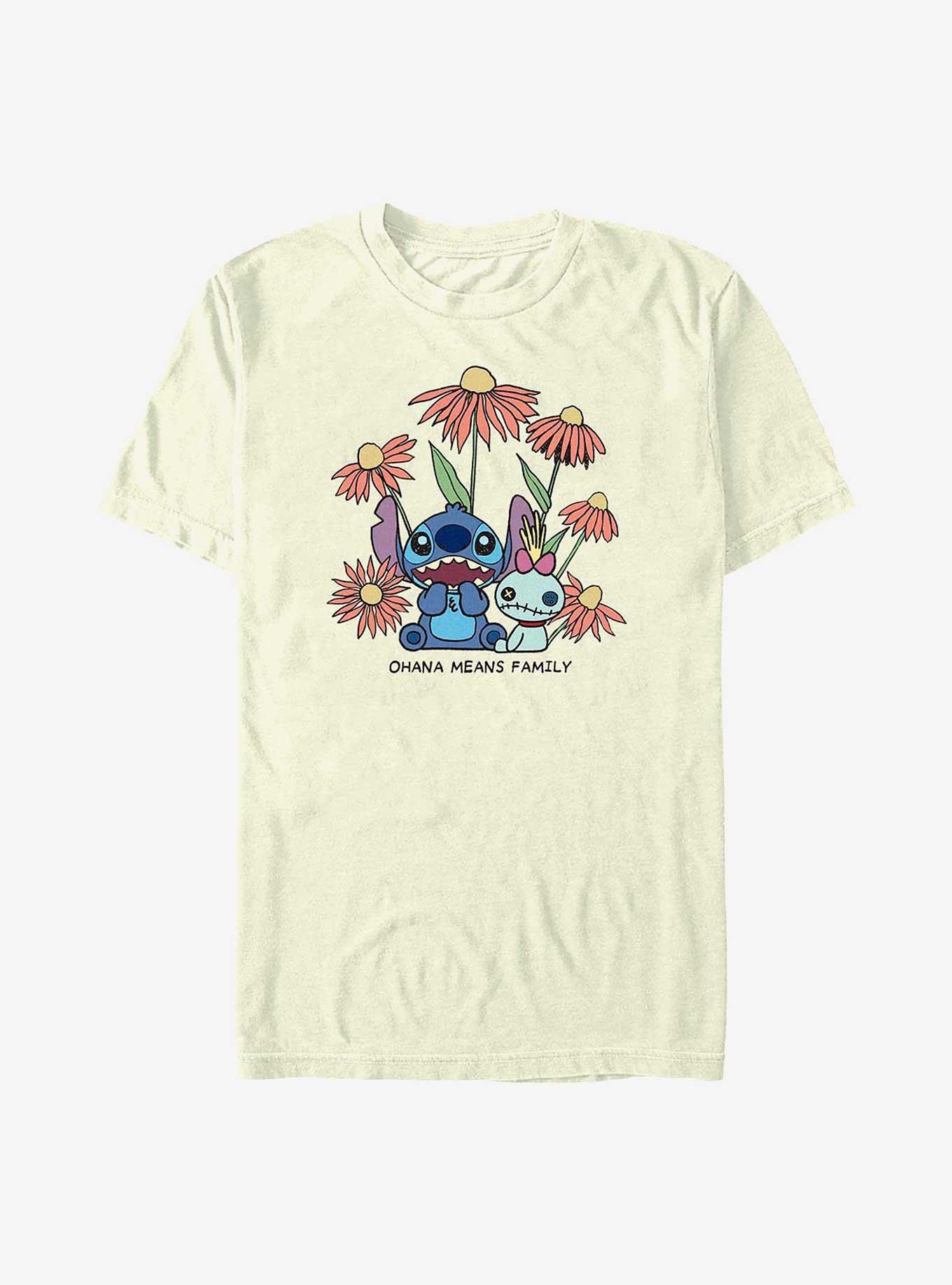 Disney Lilo & Stitch Chibi Floral T-Shirt, NATURAL, hi-res