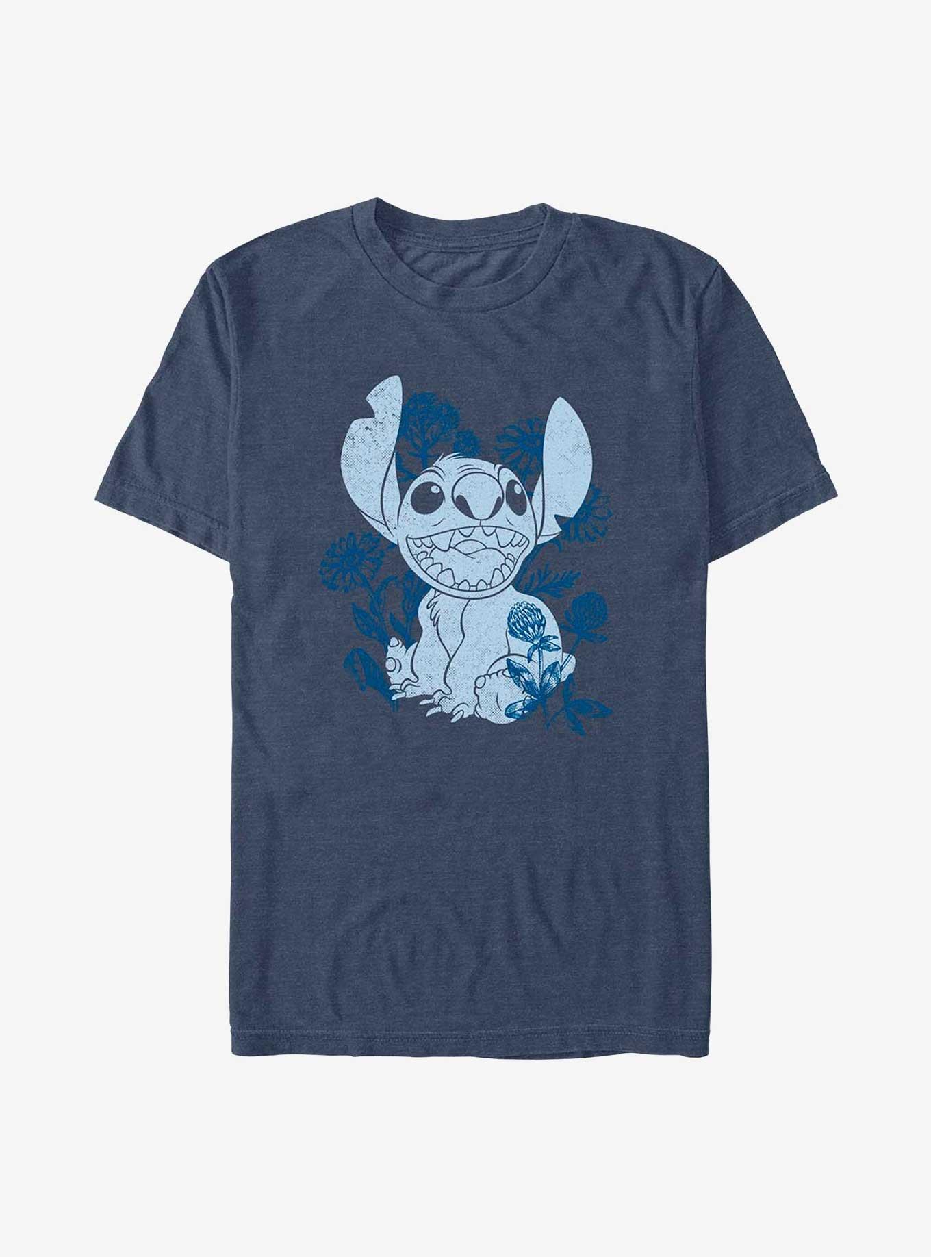 Disney Lilo & Stitch Floral Sketch T-Shirt, NAVY HTR, hi-res