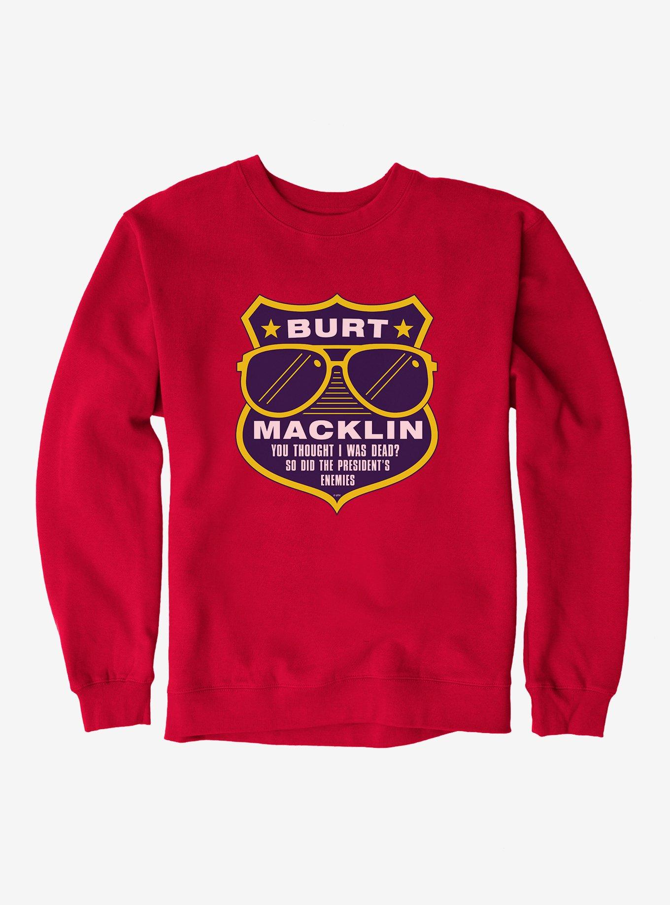 Parks And Recreation Burt Macklin Badge Sweatshirt, RED, hi-res