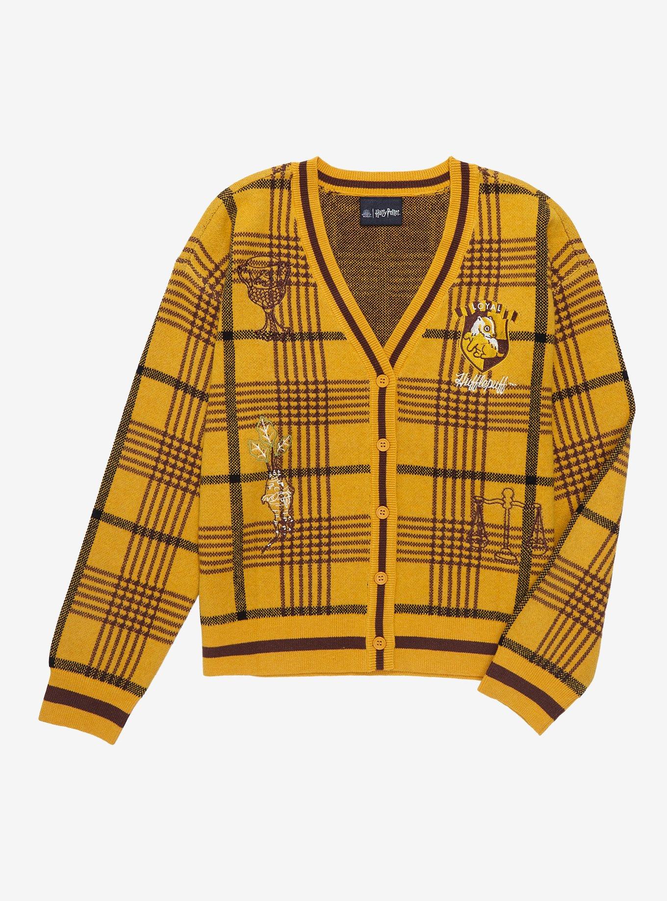 Harry Potter Hufflepuff Women's Cardigan - BoxLunch Exclusive, MUSTARD, hi-res