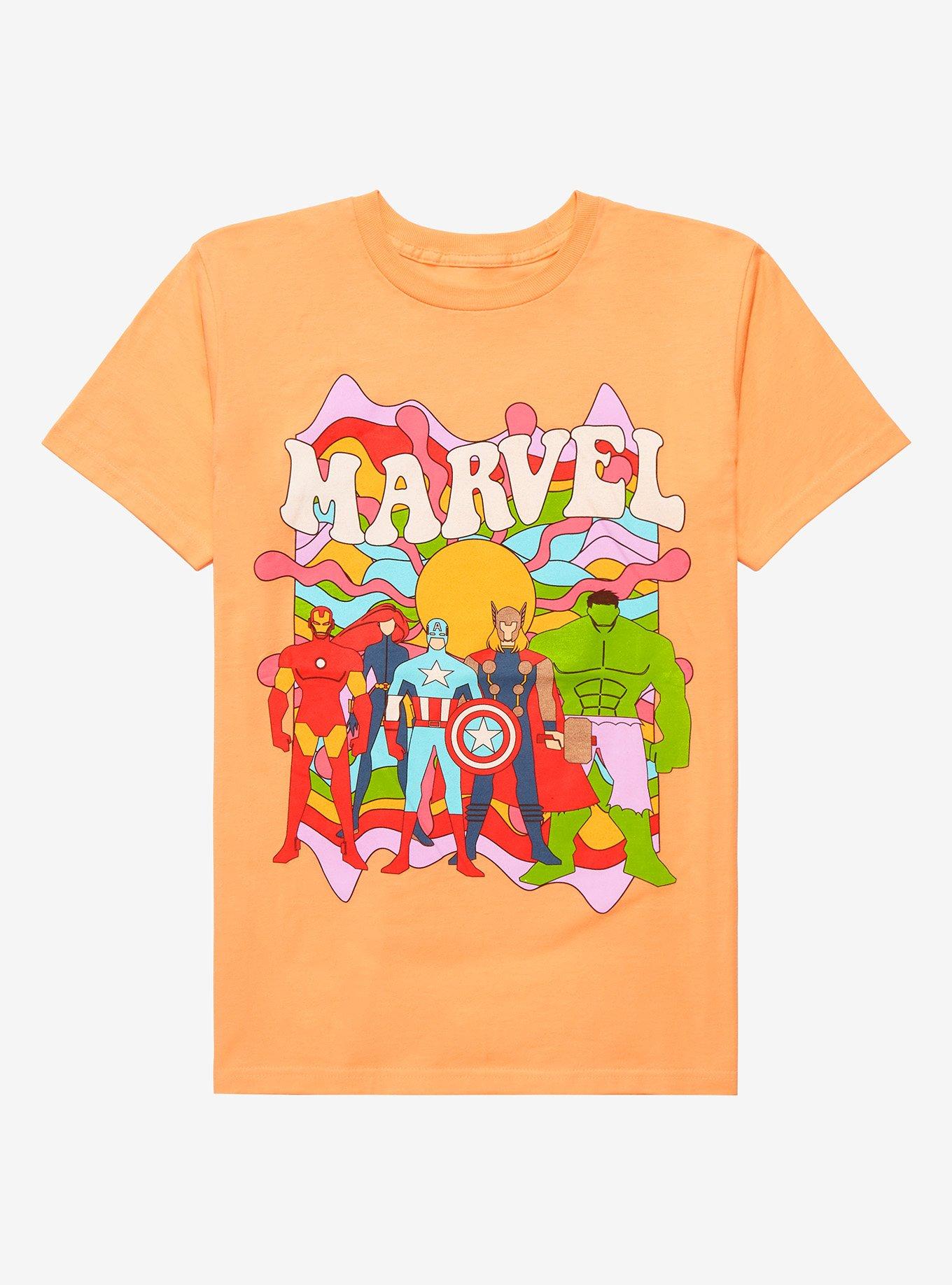 BoxLunch Exclusive T-Shirt Marvel - BoxLunch Women\'s Groovy Avengers |
