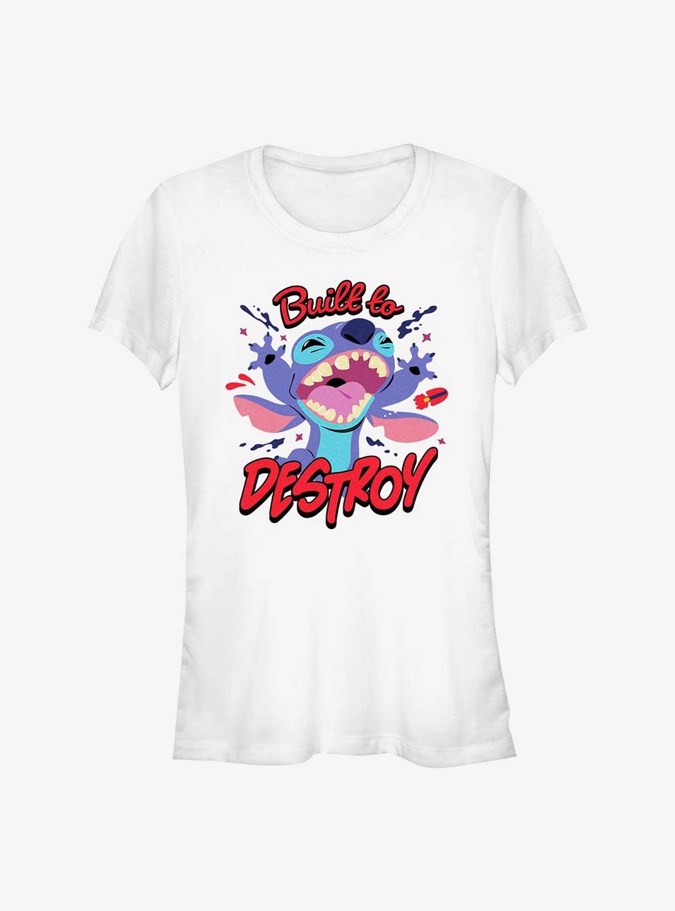 Disney Lilo & Stitch Built To Destroy Girls T-Shirt, WHITE, hi-res