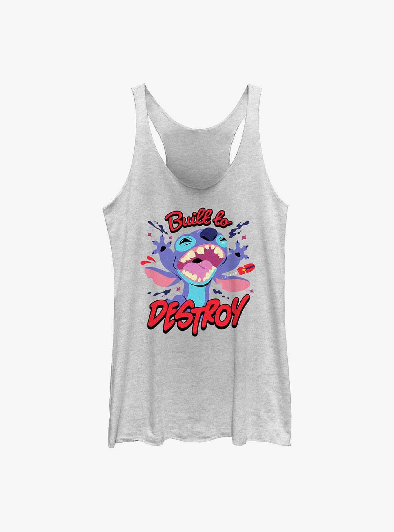Disney Lilo & Stitch Built To Destroy Girls Tank, WHITE HTR, hi-res