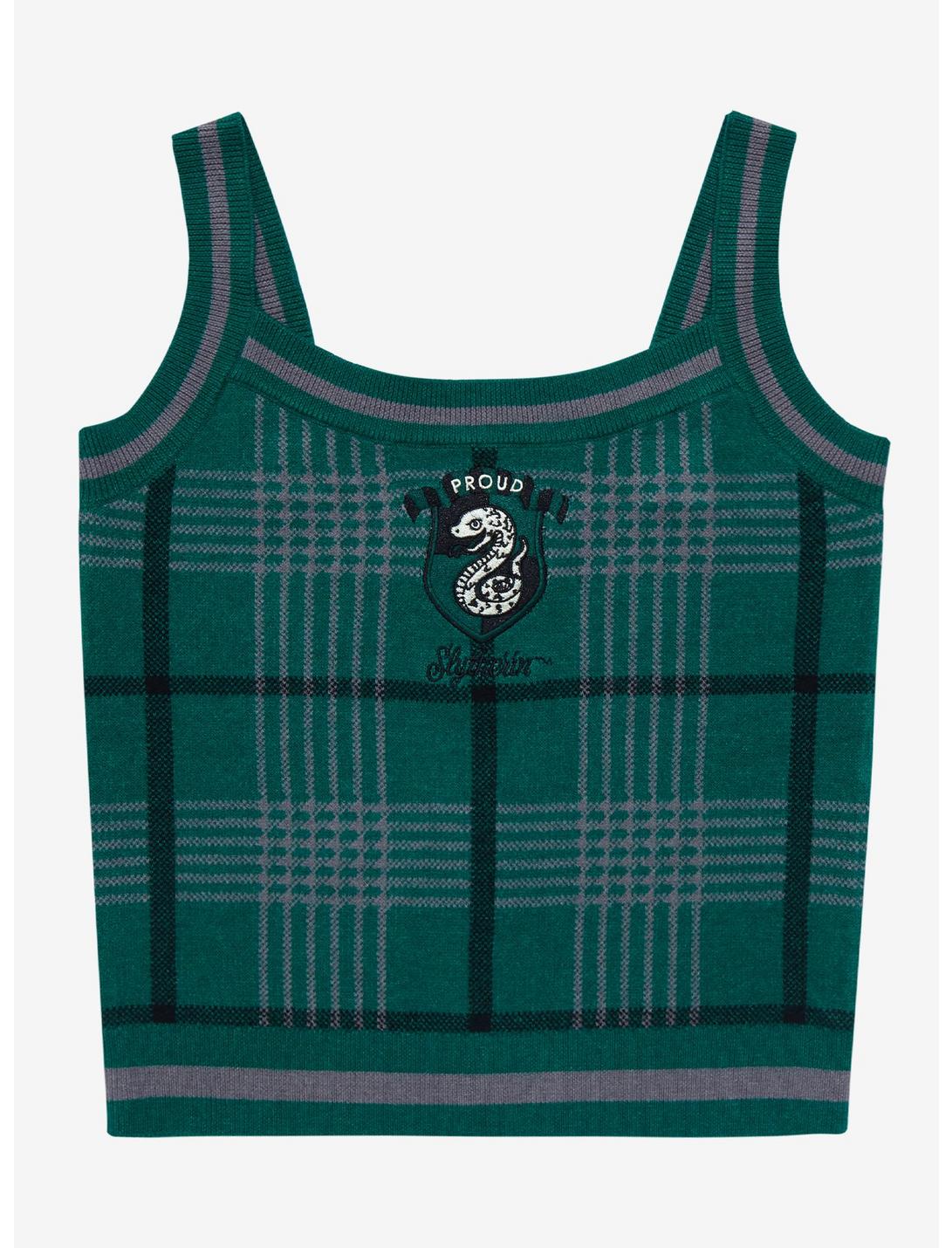 Harry Potter Slytherin Plaid Knit Tank Top - BoxLunch Exclusive, GREEN, hi-res