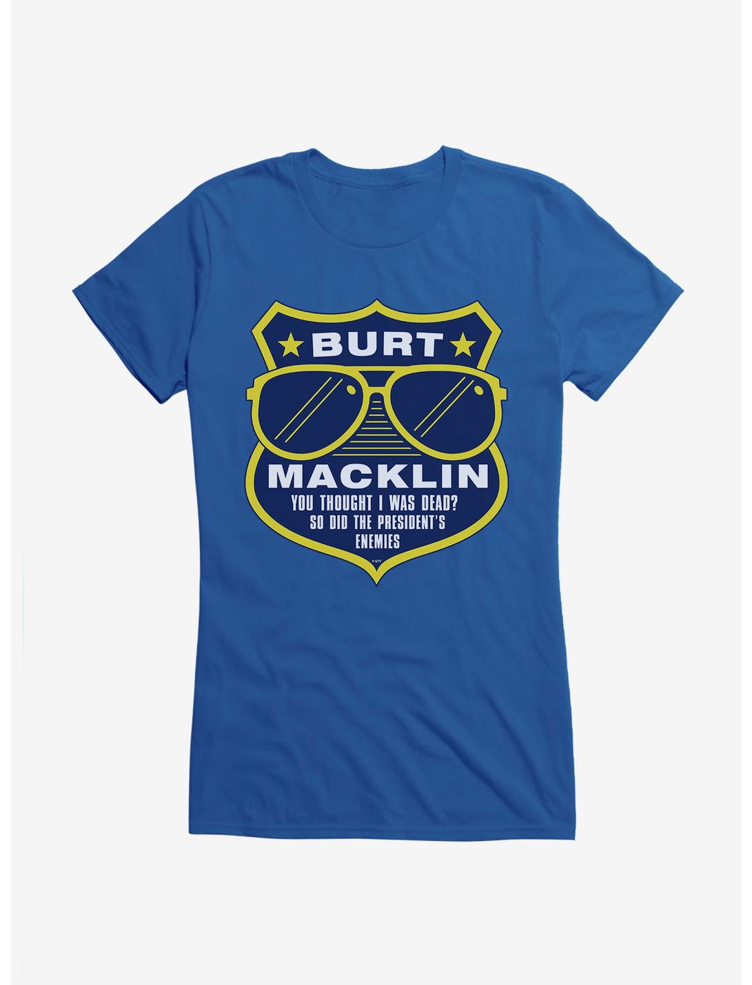 Parks And Recreation Burt Macklin Badge Girls T-Shirt, ROYAL, hi-res