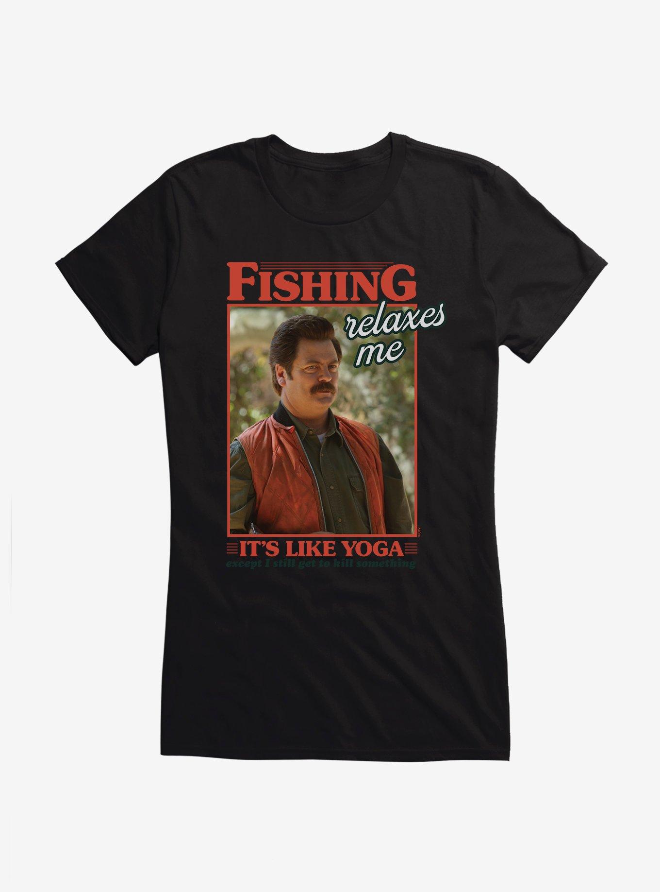 Parks And Recreation Fishing Like Yoga Girls T-Shirt, , hi-res