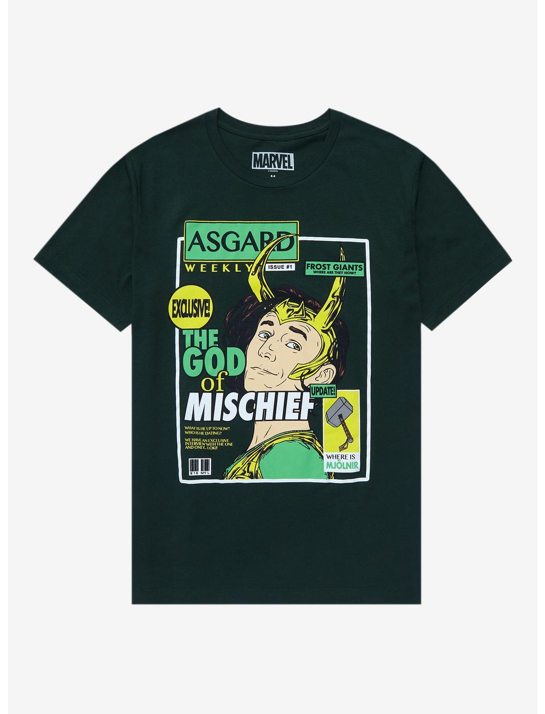 Marvel Loki Magazine Cover T-Shirt - BoxLunch Exclusive, GREEN, hi-res