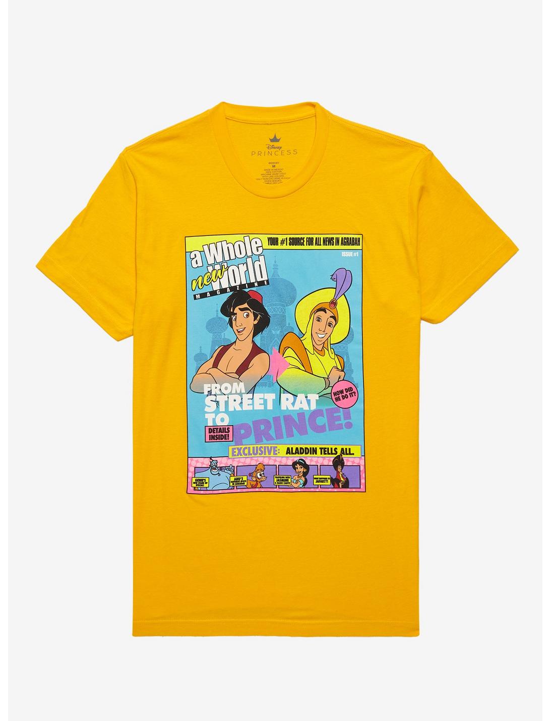 Disney Aladdin Magazine Cover T-Shirt - BoxLunch Exclusive, GOLDEN YELLOW, hi-res