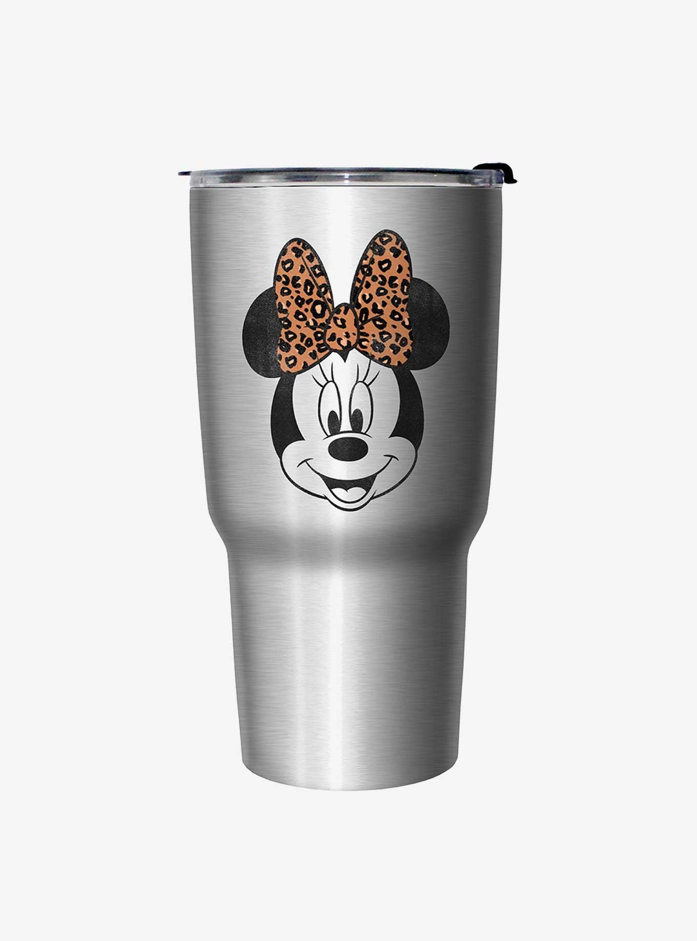 Disney Mickey Mouse Minnie Leopard Bow Travel Mug