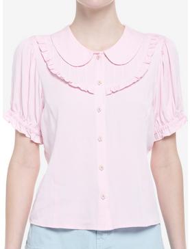 Pink Sakura Peter Pan Collar Girls Woven Button-Up, , hi-res