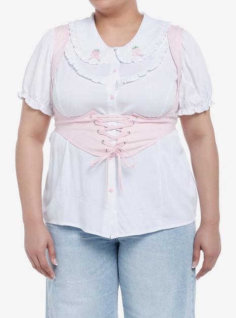 Pink Underbust Girls Corset Top Plus Size