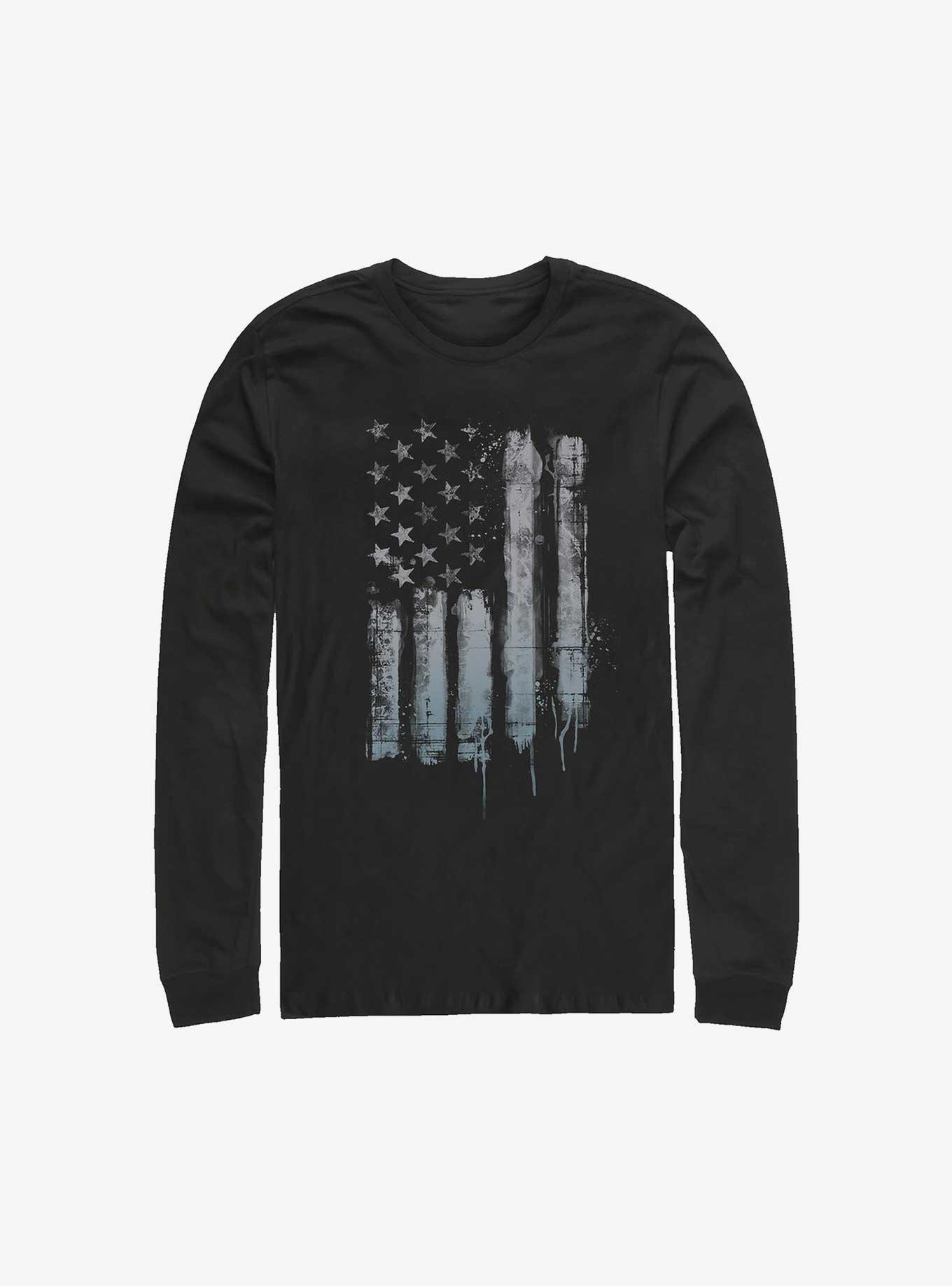 Rustic Flag Long-Sleeve T-Shirt, BLACK, hi-res
