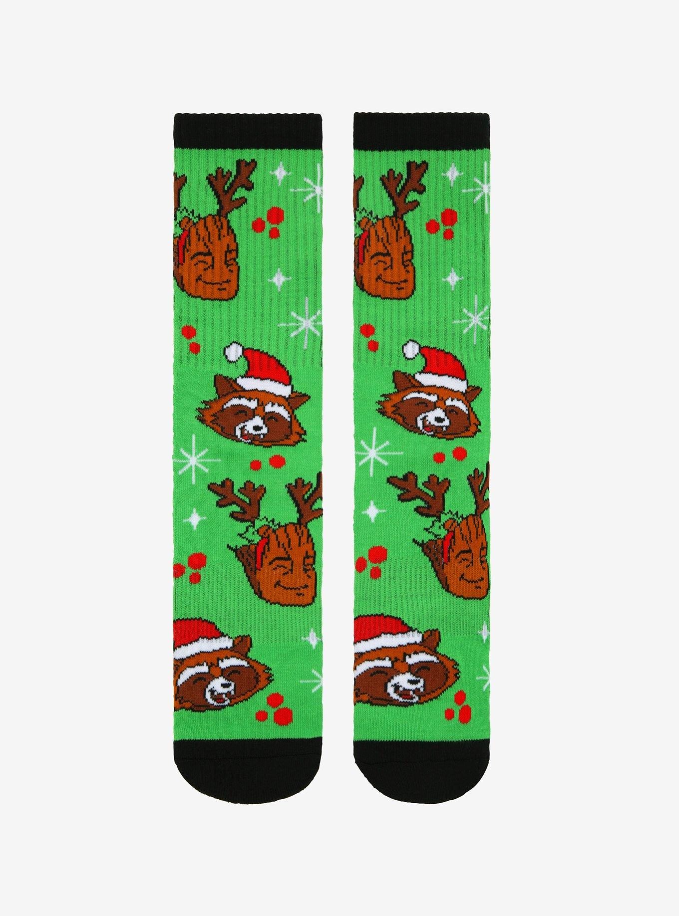Marvel Guardians Of The Galaxy Groot & Rocket Christmas Crew Socks, , hi-res