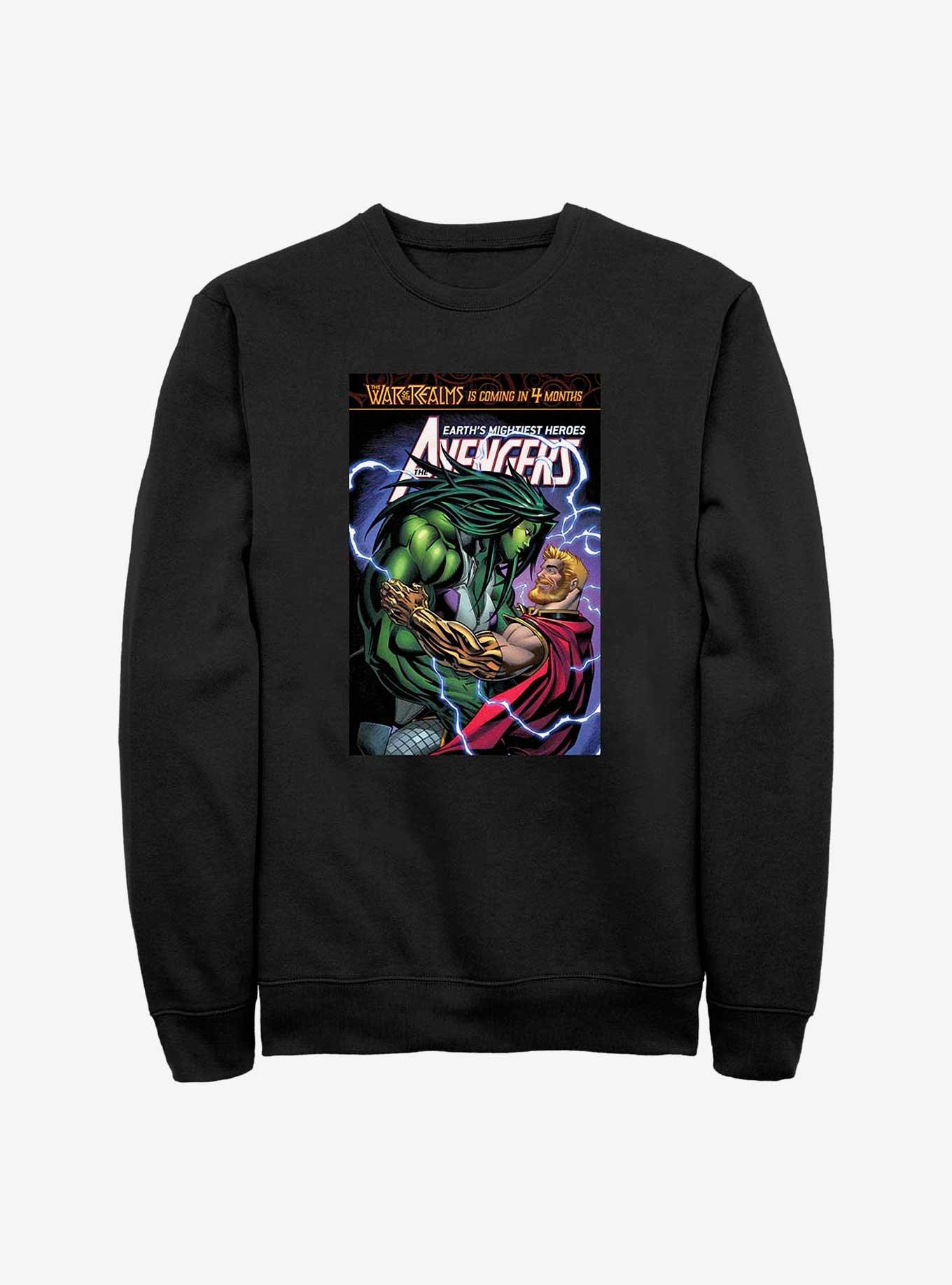 Marvel She Hulk And Thor Embrace Sweatshirt, BLACK, hi-res