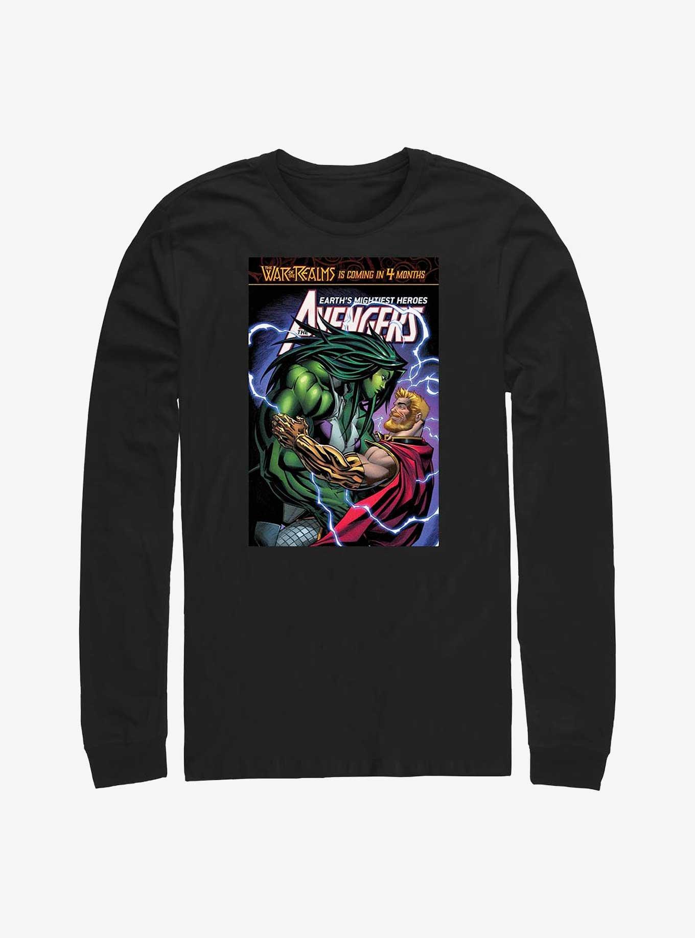 Marvel She Hulk And Thor Embrace Long-Sleeve T-Shirt, BLACK, hi-res