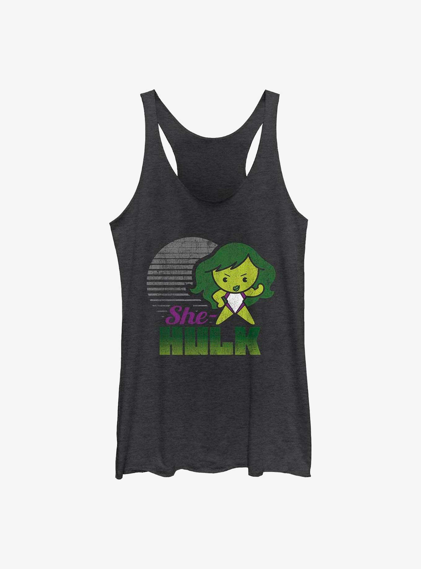 Marvel She Hulk Kawaii Raw Edge Girls Tank, BLK HTR, hi-res