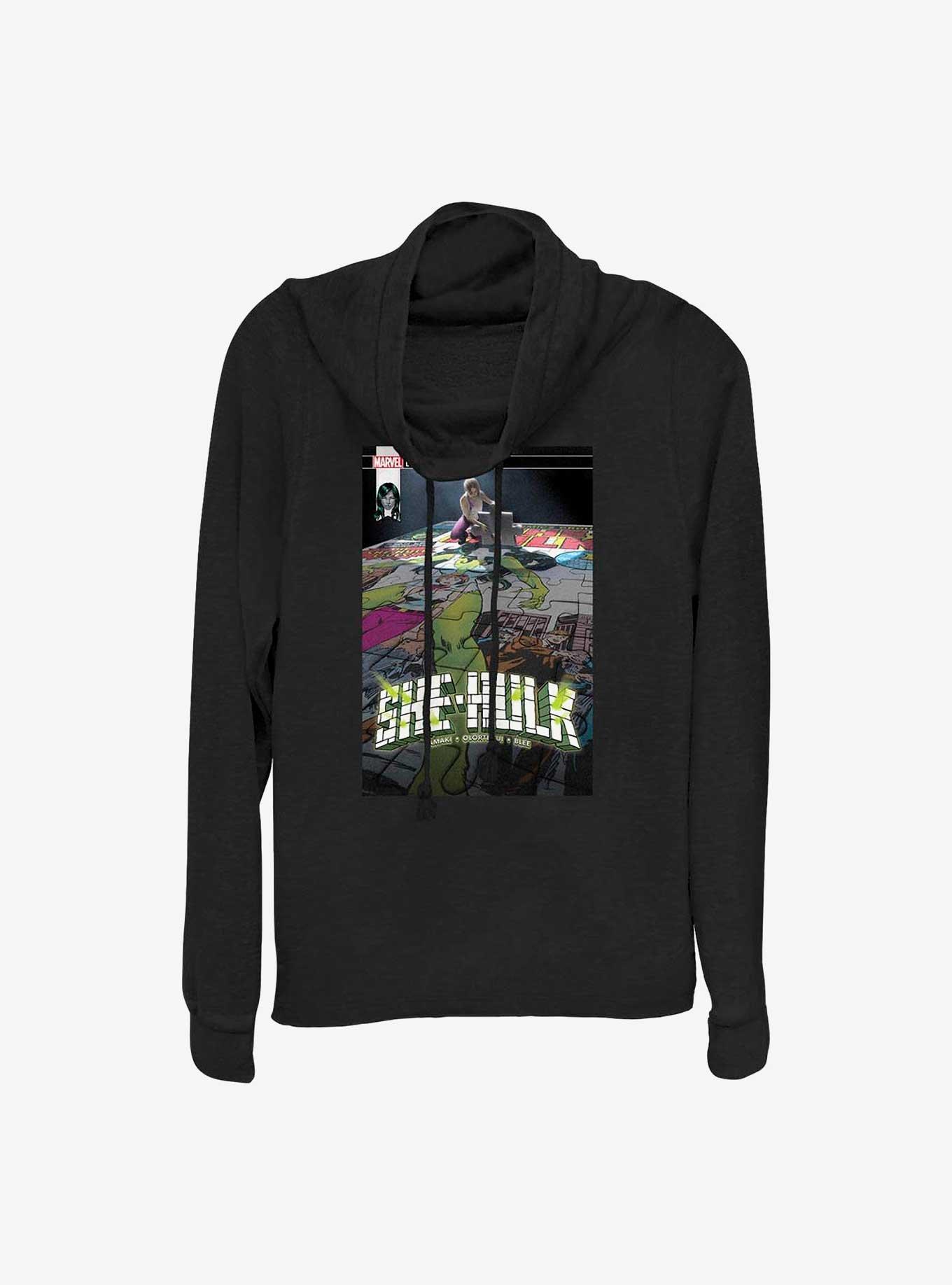 Marvel She Hulk Puzzle Comic Cover Cowl Neck Long-Sleeve Girls Top, , hi-res
