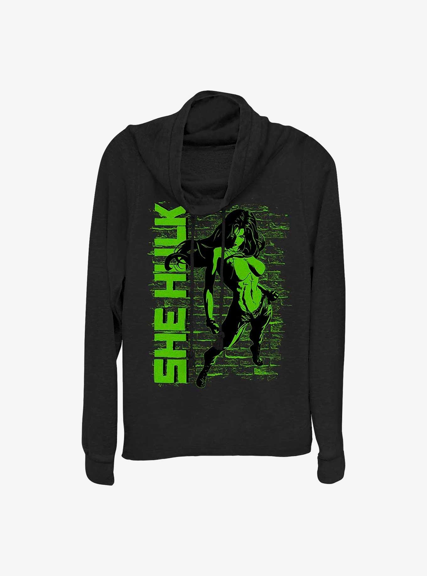 Marvel She Hulk Really Green Cowl Neck Long-Sleeve Girls Top, , hi-res