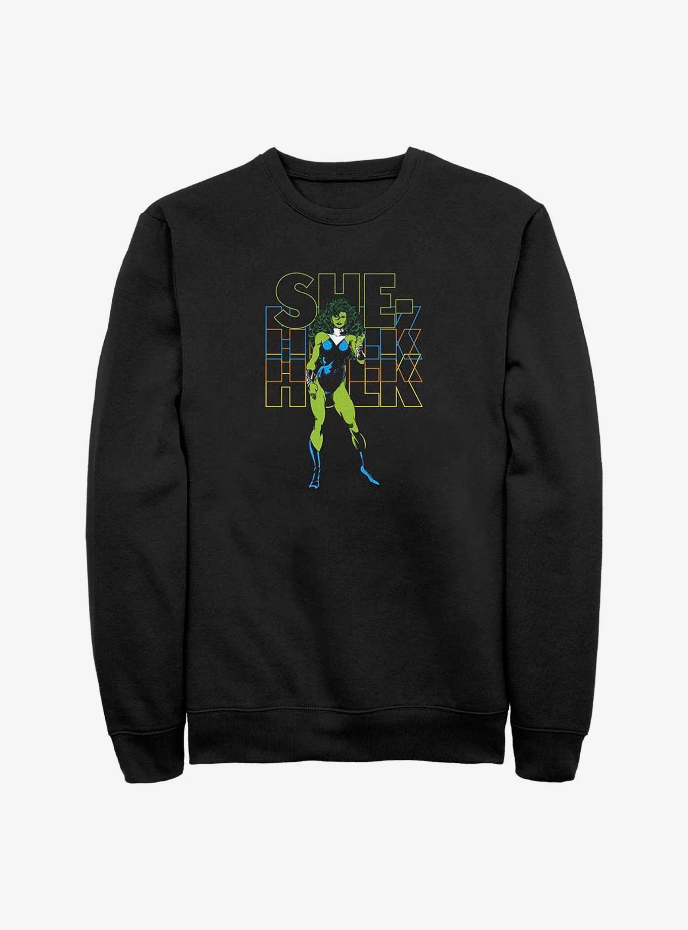 Marvel She Hulk Stacked Block Logo Sweatshirt, BLACK, hi-res