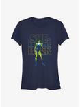 Marvel She Hulk Stacked Block Logo Girls T-Shirt, NAVY, hi-res
