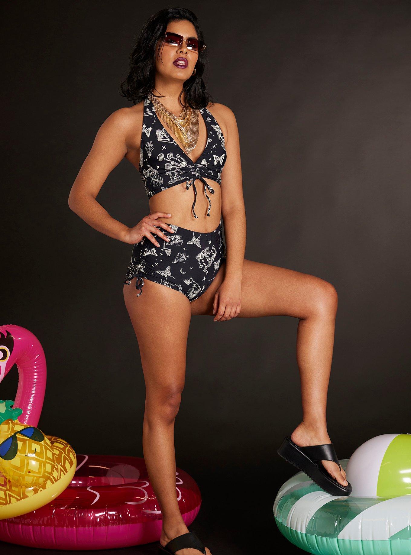 Butterfly Mushroom High-Waisted Swim Bottoms, , hi-res