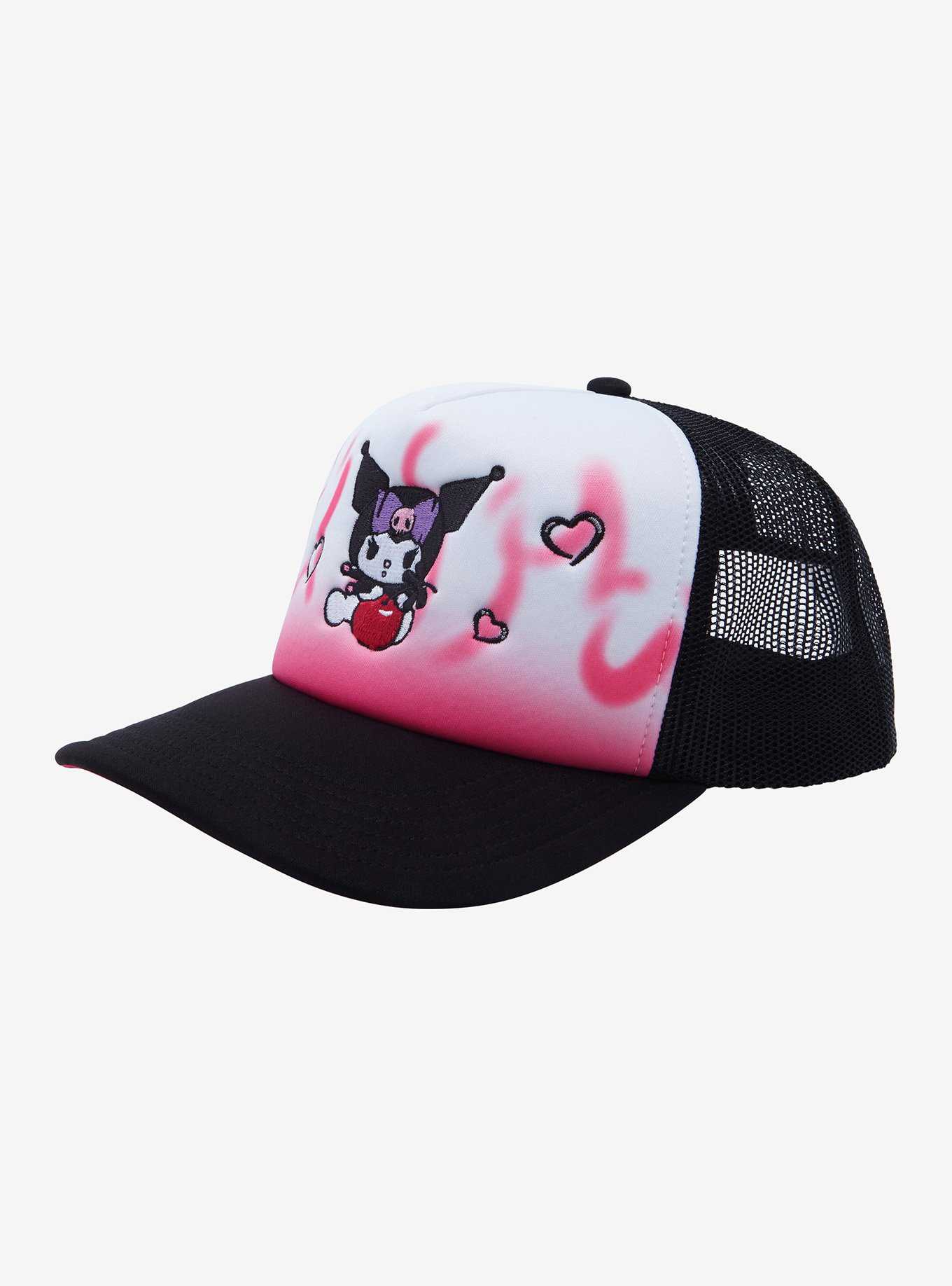 Kuromi Pink Flames Trucker Hat, , hi-res
