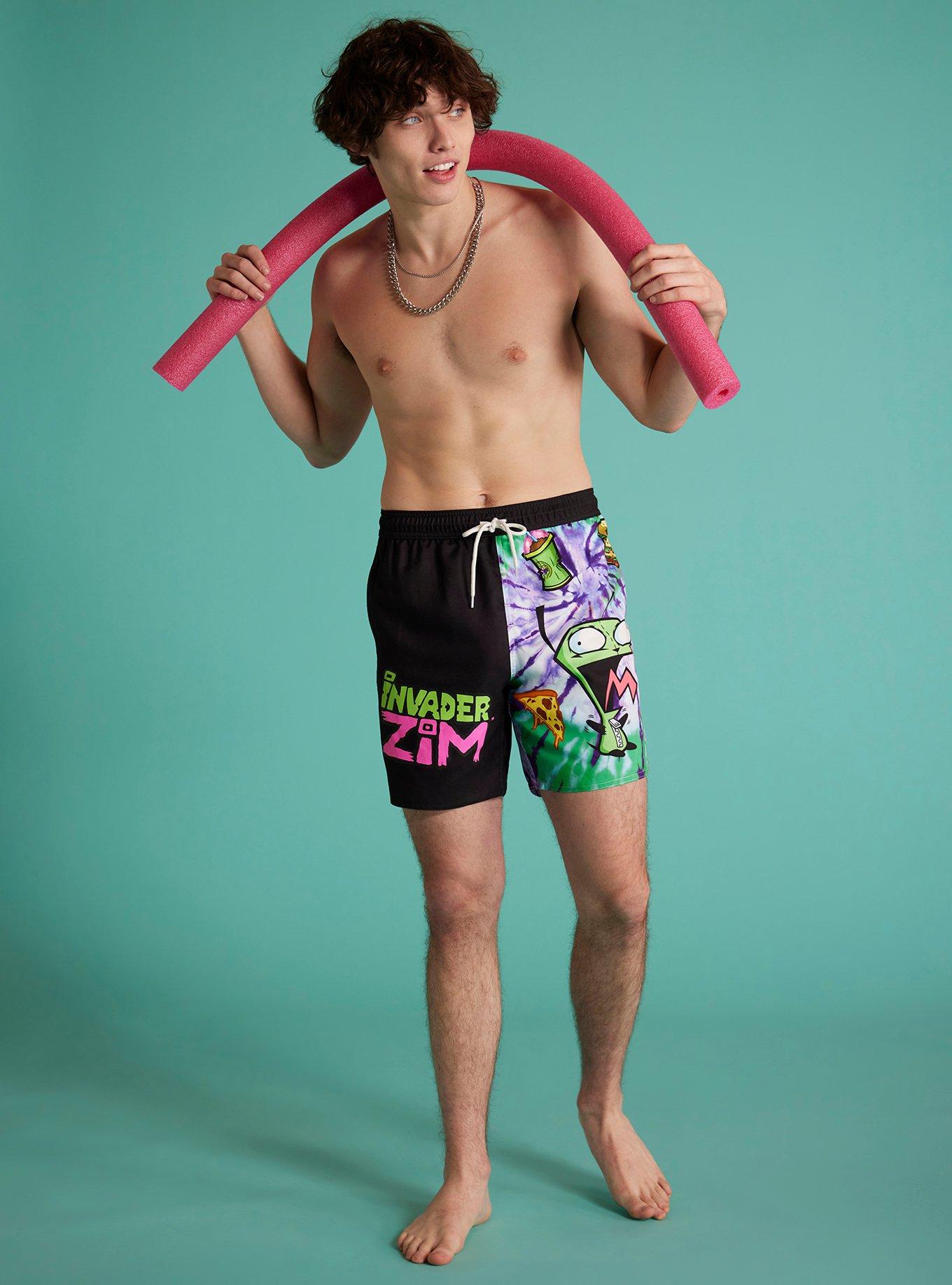 Invader Zim GIR Tie-Dye Split Swim Trunks, MULTI, hi-res