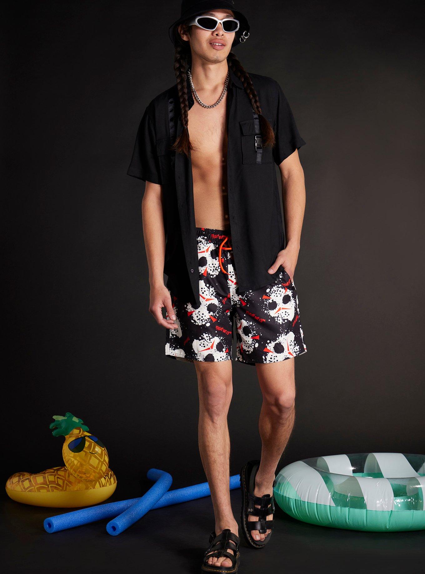 Friday The 13th Jason Mask Swim Trunks, MULTI, hi-res