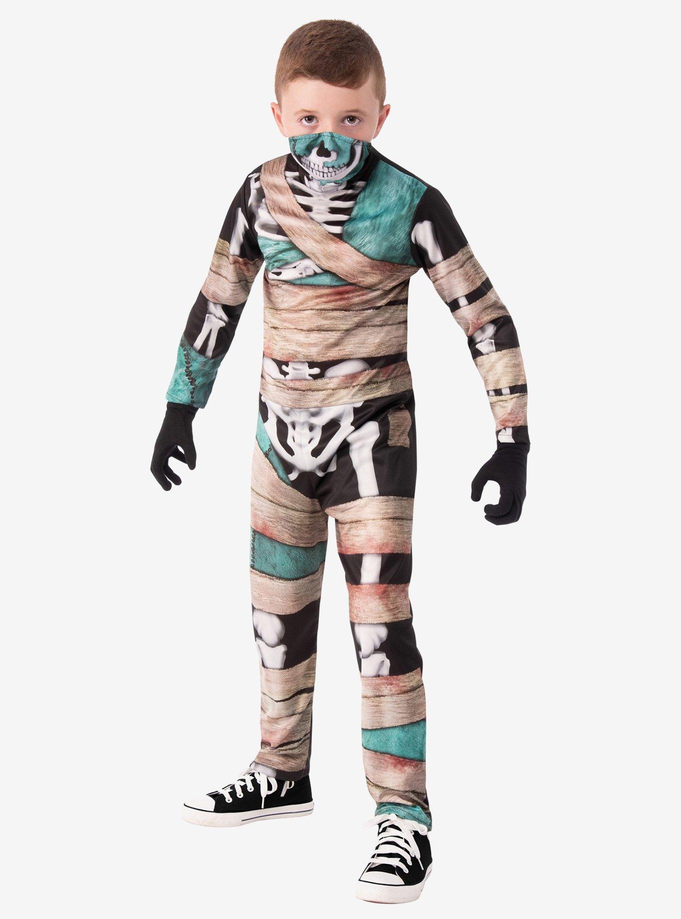Half Masked Skeleton Youth Costume, MULTI, hi-res