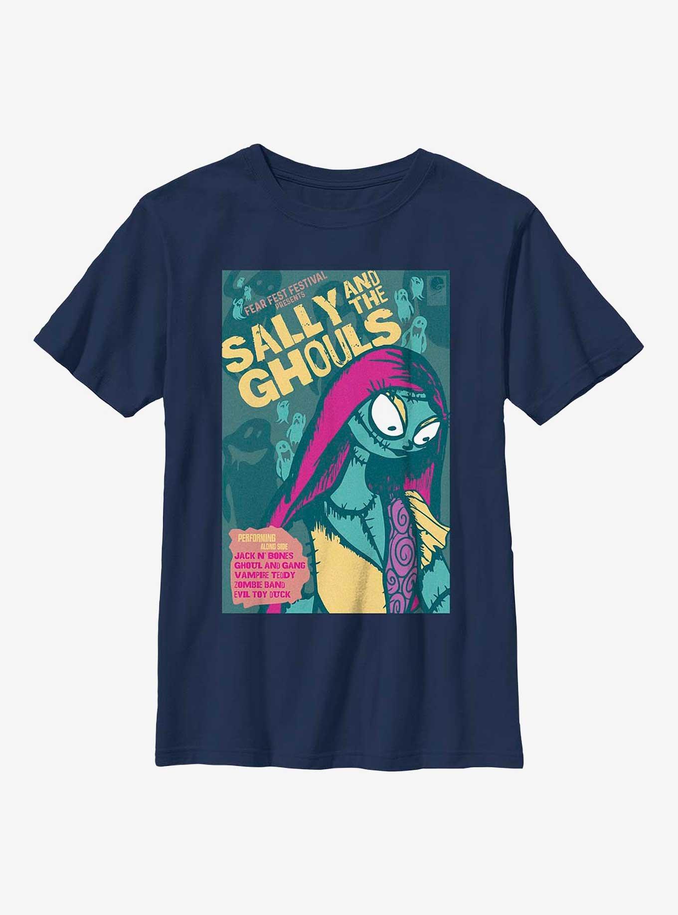 Disney The Nightmare Before Christmas Fear Fest Sally Poster Youth T-Shirt, NAVY, hi-res