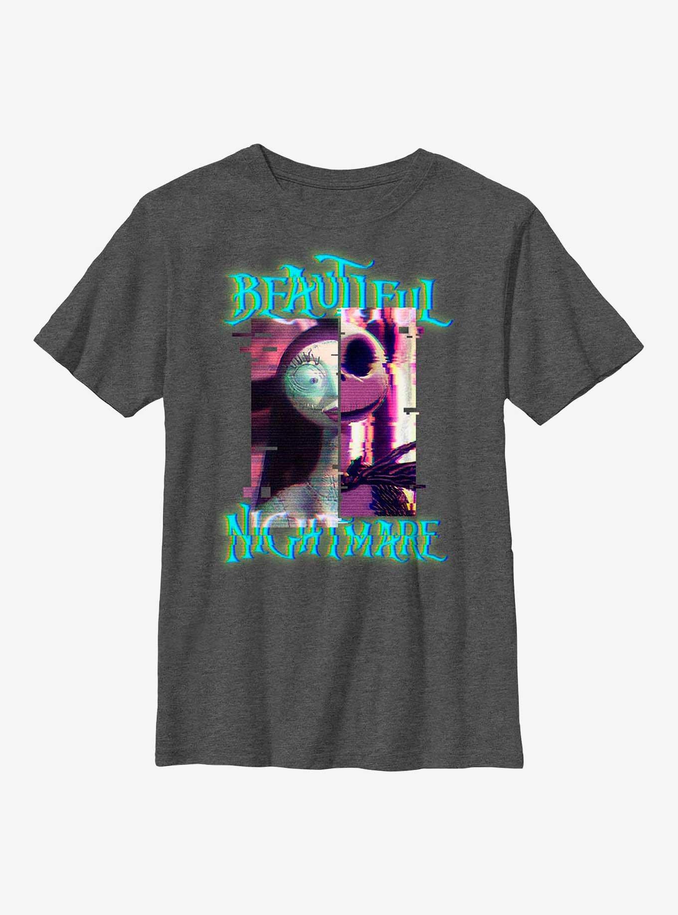 Disney The Nightmare Before Christmas Glitchy Nightmare Youth T-Shirt, CHAR HTR, hi-res