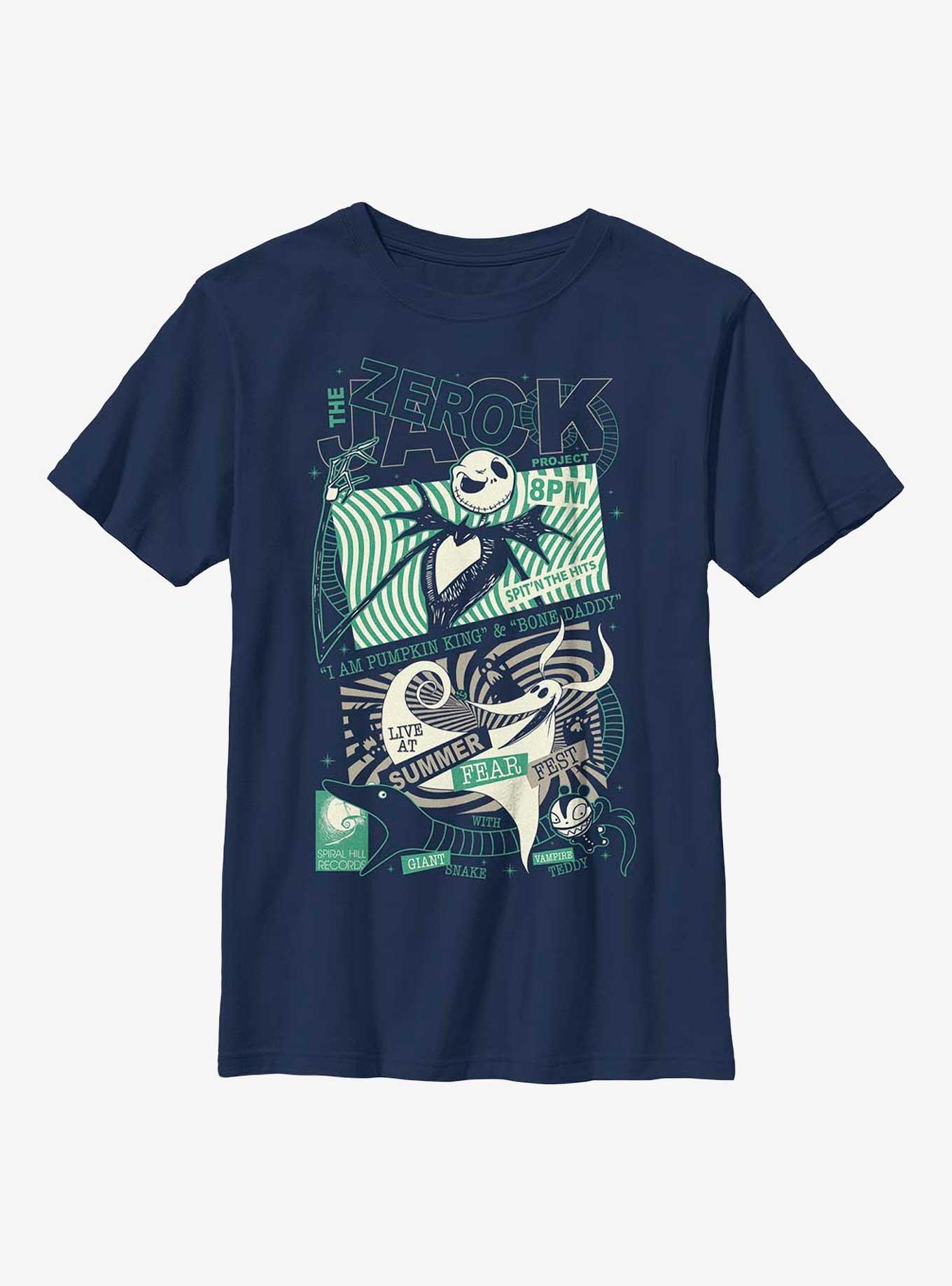 Disney The Nightmare Before Christmas Jack & Zero Fear Fest Poster Youth T-Shirt, NAVY, hi-res
