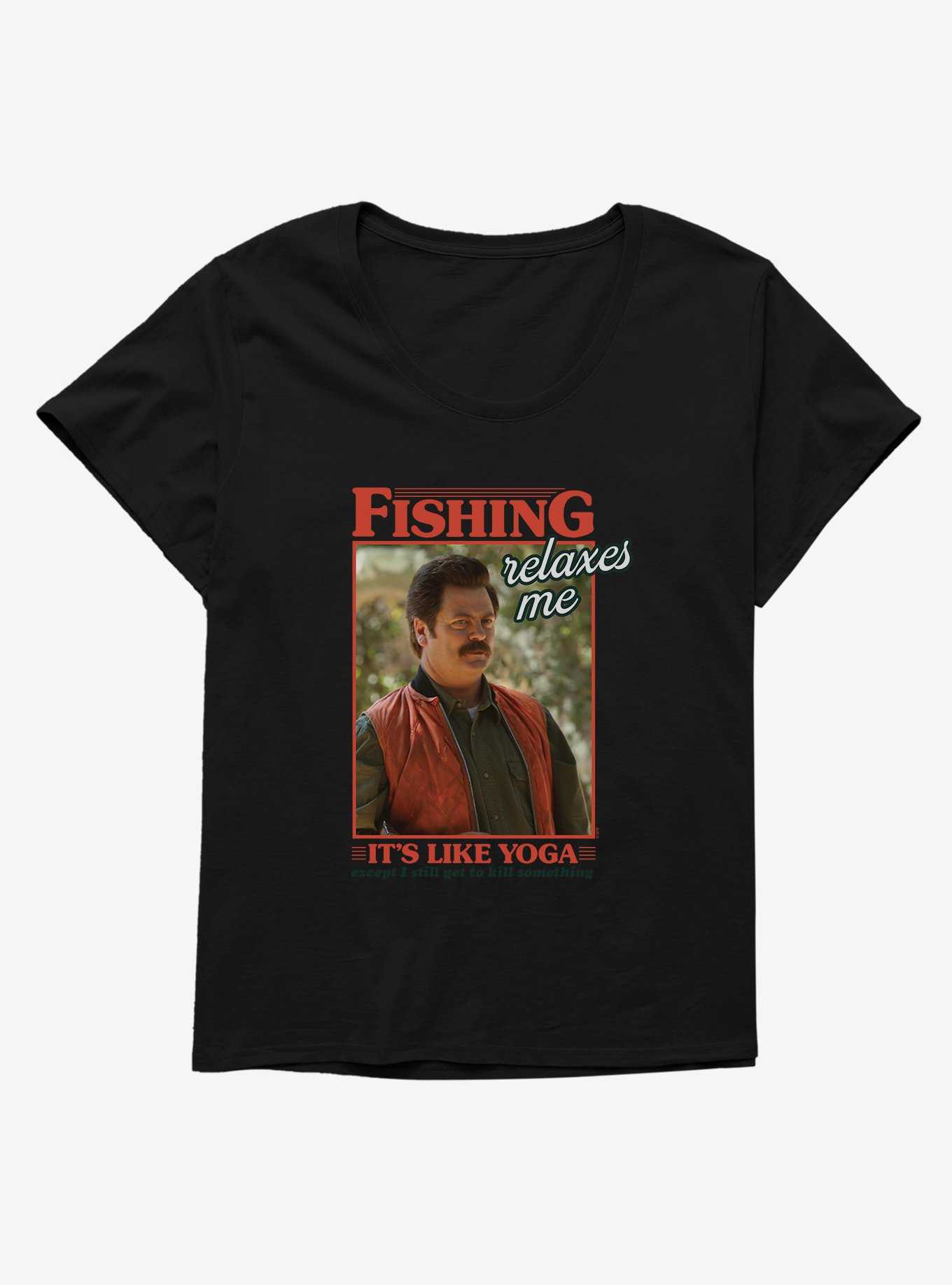 Parks And Recreation Fishing Like Yoga Womens T-Shirt Plus Size, , hi-res