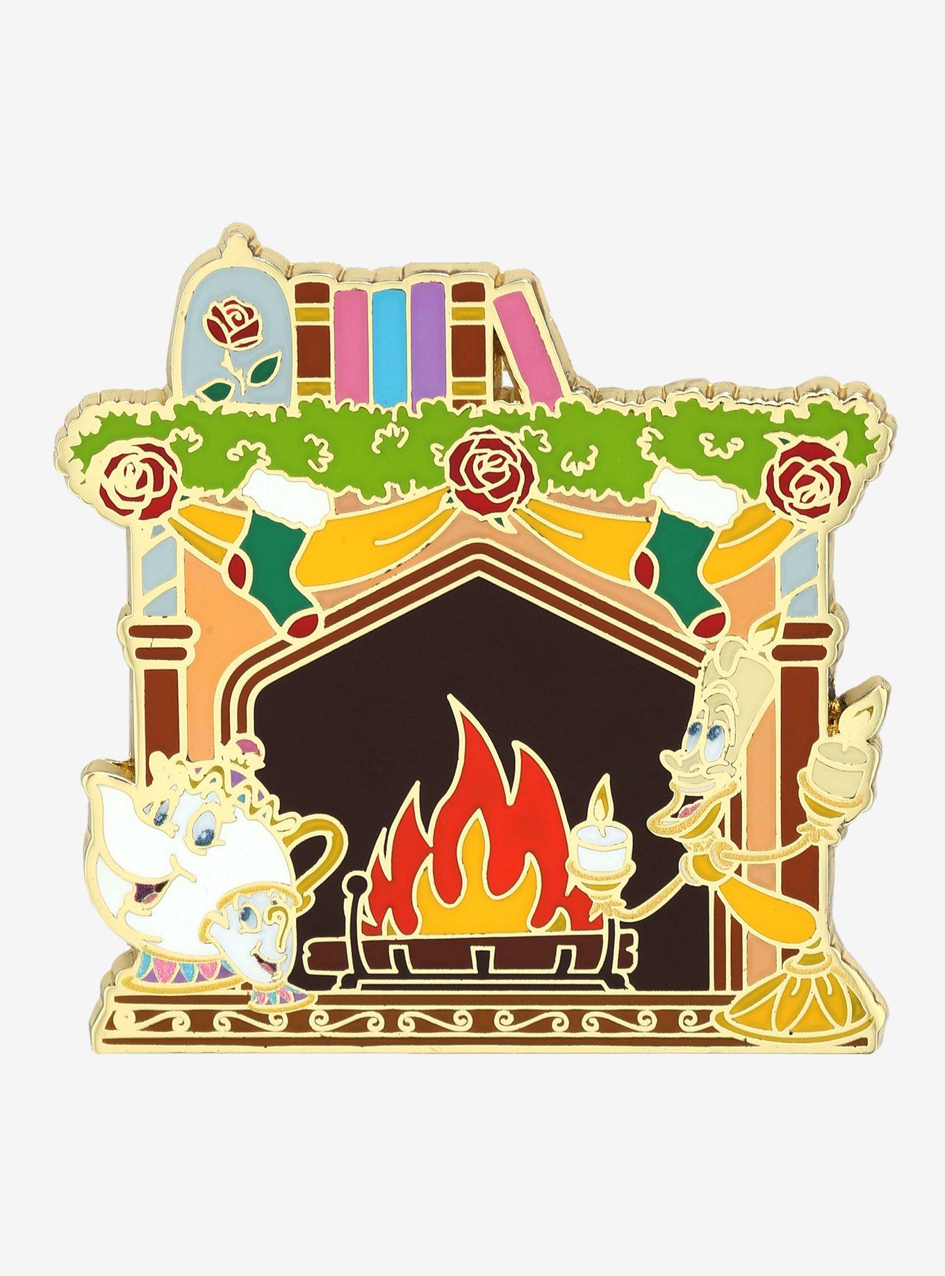 Disney Beauty and the Beast Holiday Fireplace Enamel Pin - BoxLunch Exclusive, , hi-res