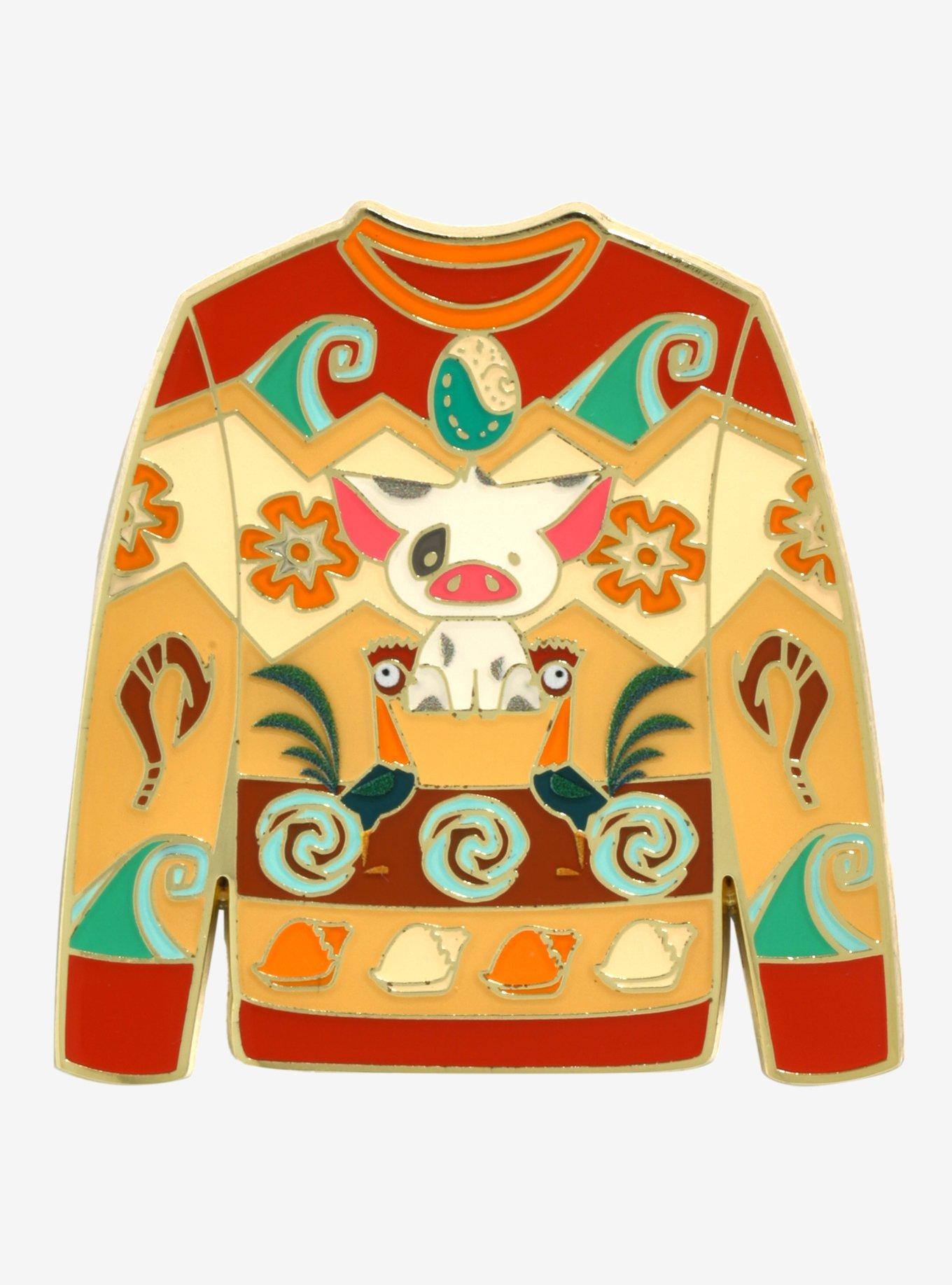 Disney Moana Pua & Hei Hei Ugly Sweater Enamel Pin - BoxLunch Exclusive, , hi-res