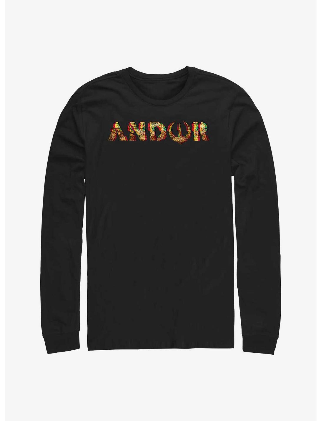 Star Wars Andor Glitch Logo Long Sleeve T-Shirt, BLACK, hi-res