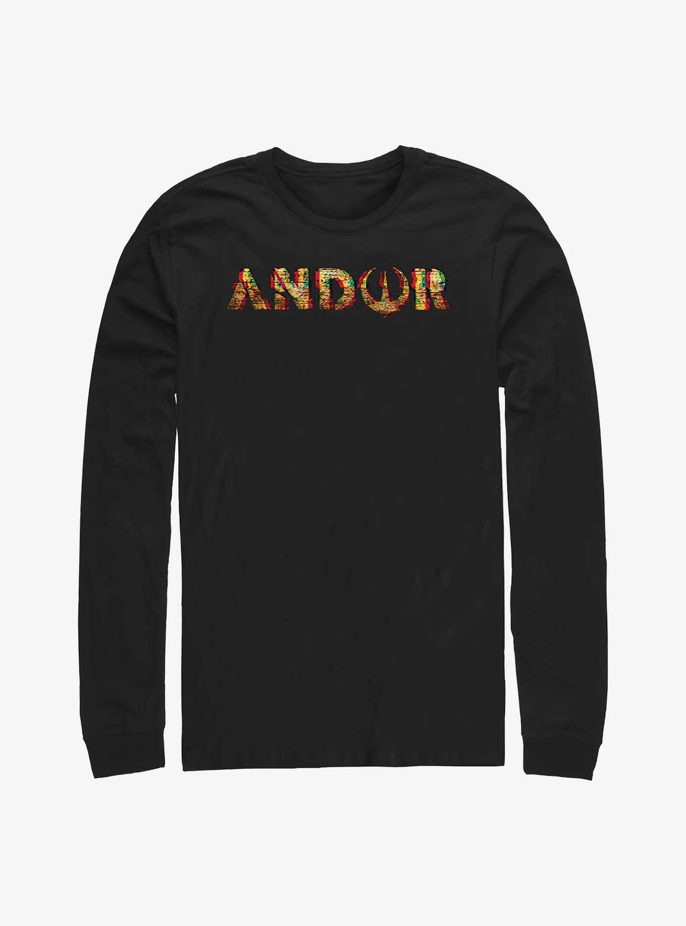 Star Wars Andor Glitch Logo Long Sleeve T-Shirt, BLACK, hi-res