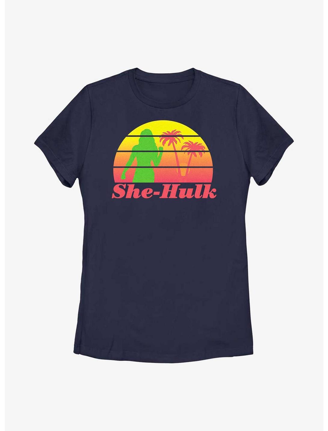 Plus Size Marvel She-Hulk Retro Sunset Womens T-Shirt, NAVY, hi-res