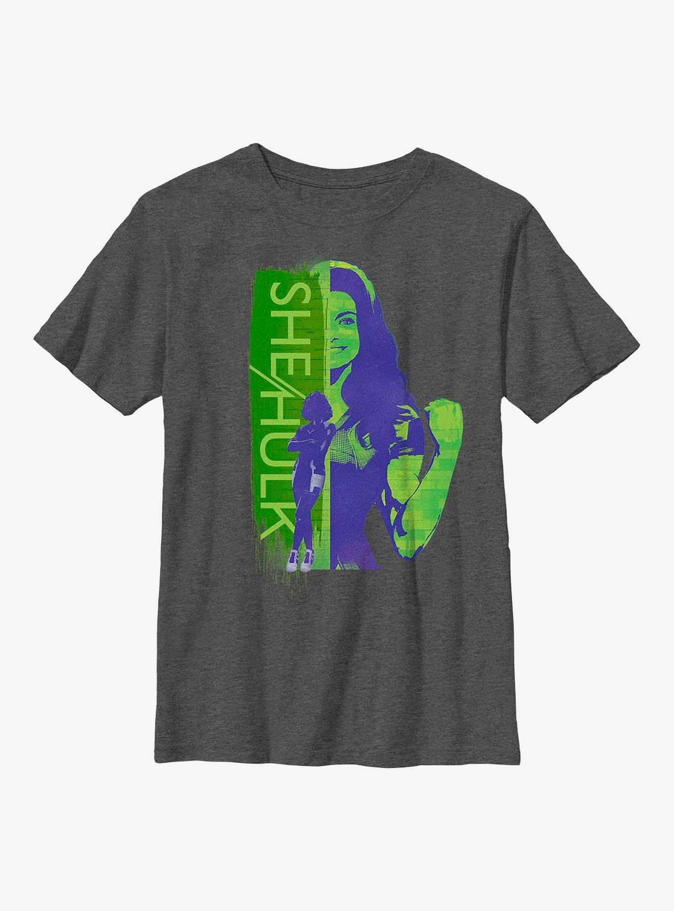 Marvel She-Hulk Silhouette Youth T-Shirt, CHAR HTR, hi-res