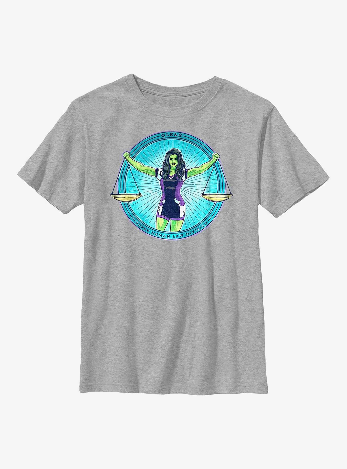 Marvel She-Hulk Superhuman Law Division Badge Youth T-Shirt, , hi-res