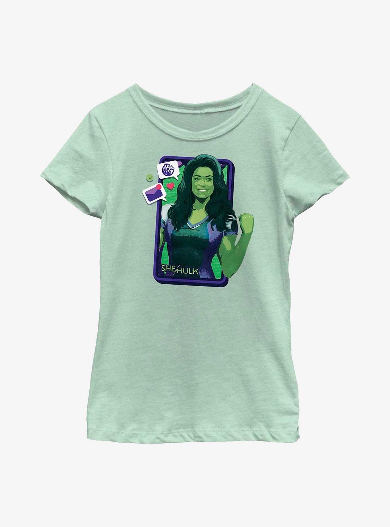 Marvel She-Hulk Phone Screen Youth Girls T-Shirt, MINT, hi-res