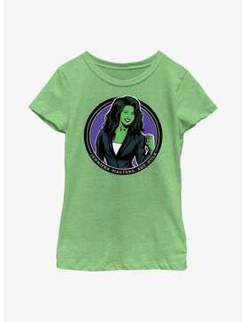 Marvel She-Hulk Jennifer Walters Circle Badge Youth Girls T-Shirt, , hi-res