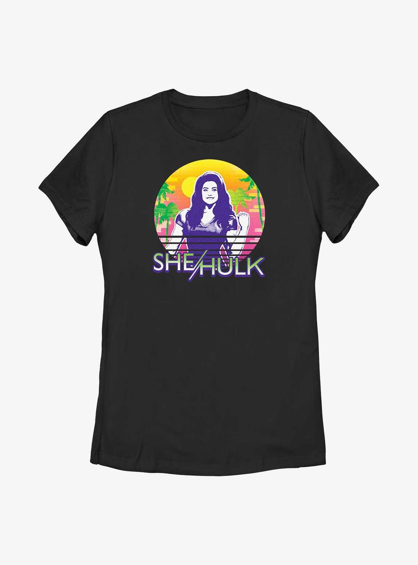 Marvel She-Hulk Icon Retro Sunset Womens T-Shirt, BLACK, hi-res